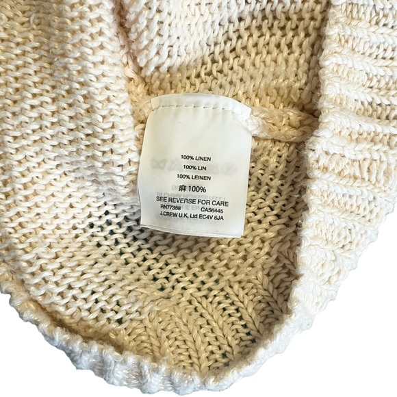 HP⭐️ J.Crew Linen Beige Off-White V-Neck Lace Up Knit Long Sleeve Sweater Large - Picture 5 of 5